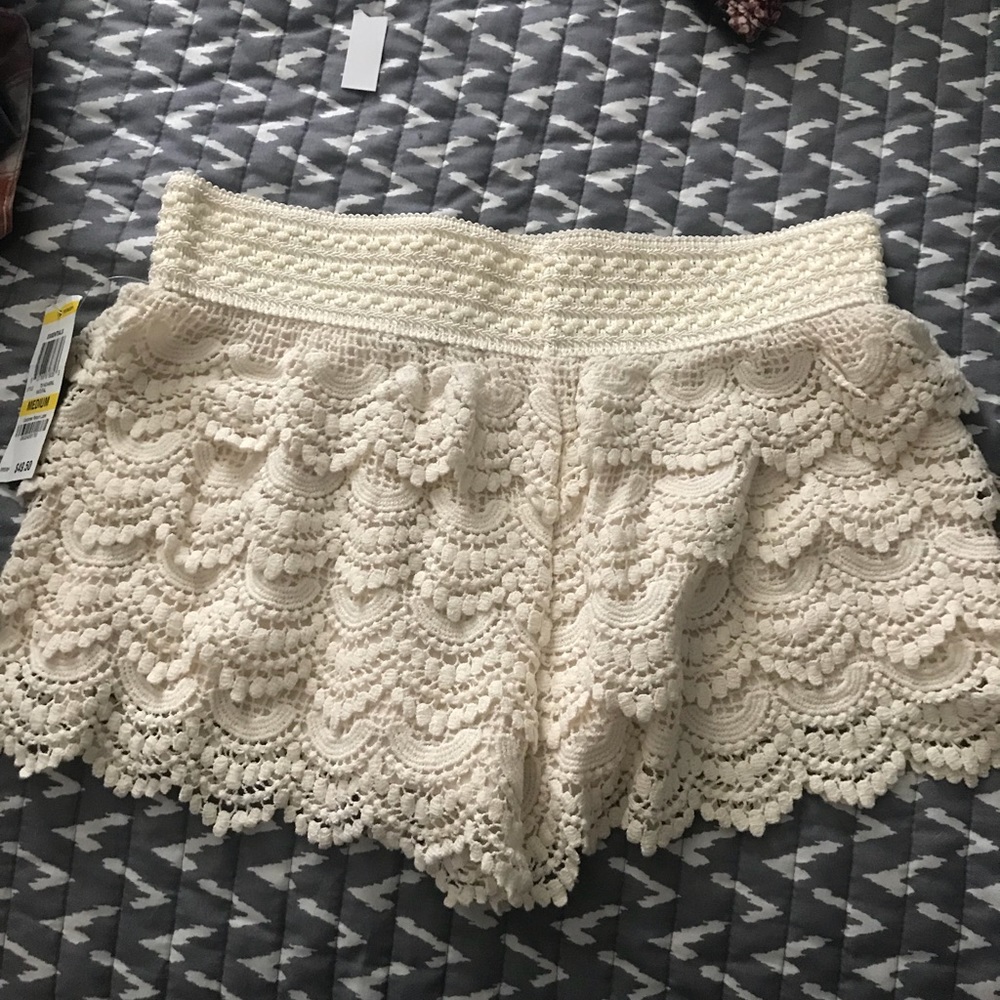 White Ruffled shorts